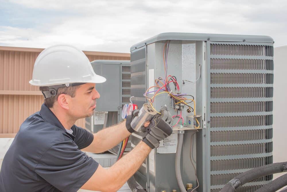 technician in New Jersey working on an ac repair